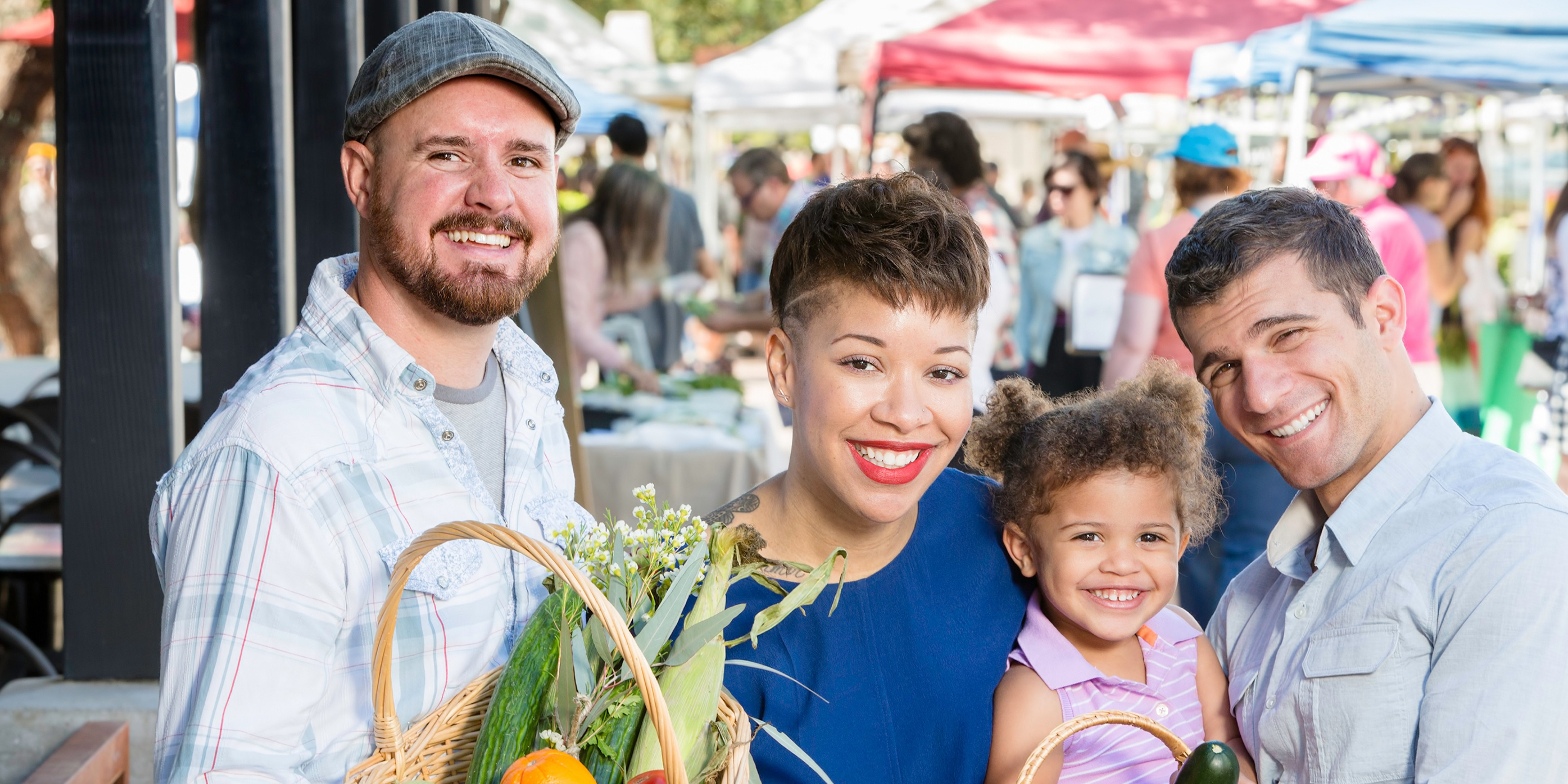 family at farmer's market